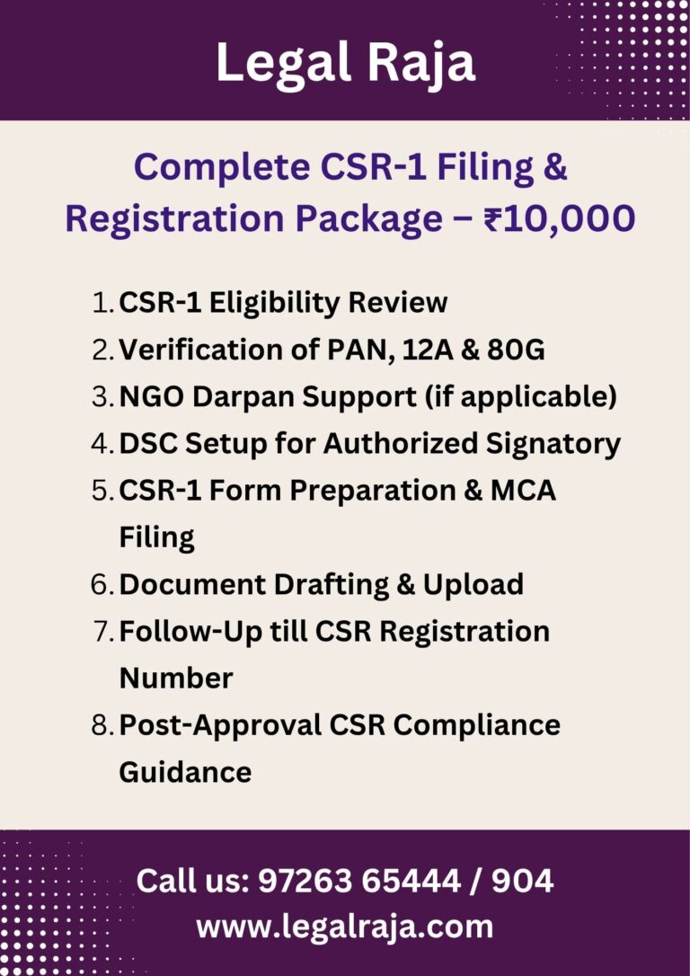 Charges for CSR Registration Consultant Near You