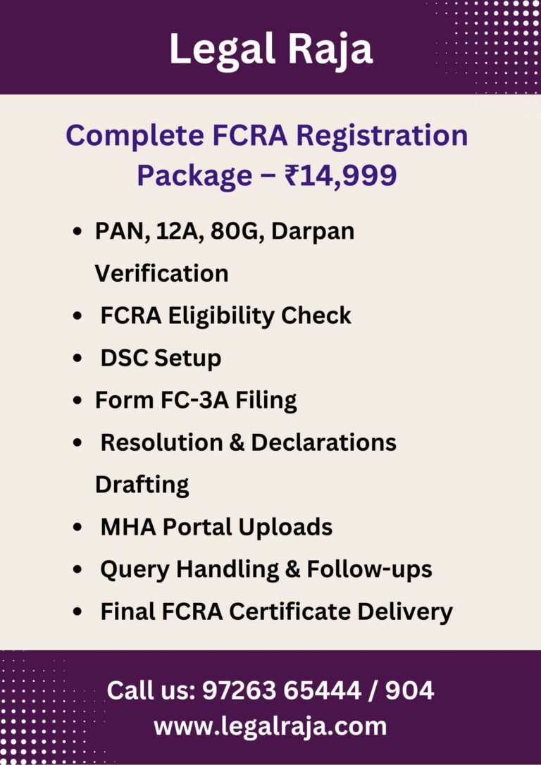 Package for FCRA Registration Consultant in Ahmedabad