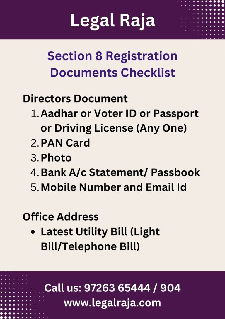 Document for Section 8 Company Registration Consultant in Ahmedabad