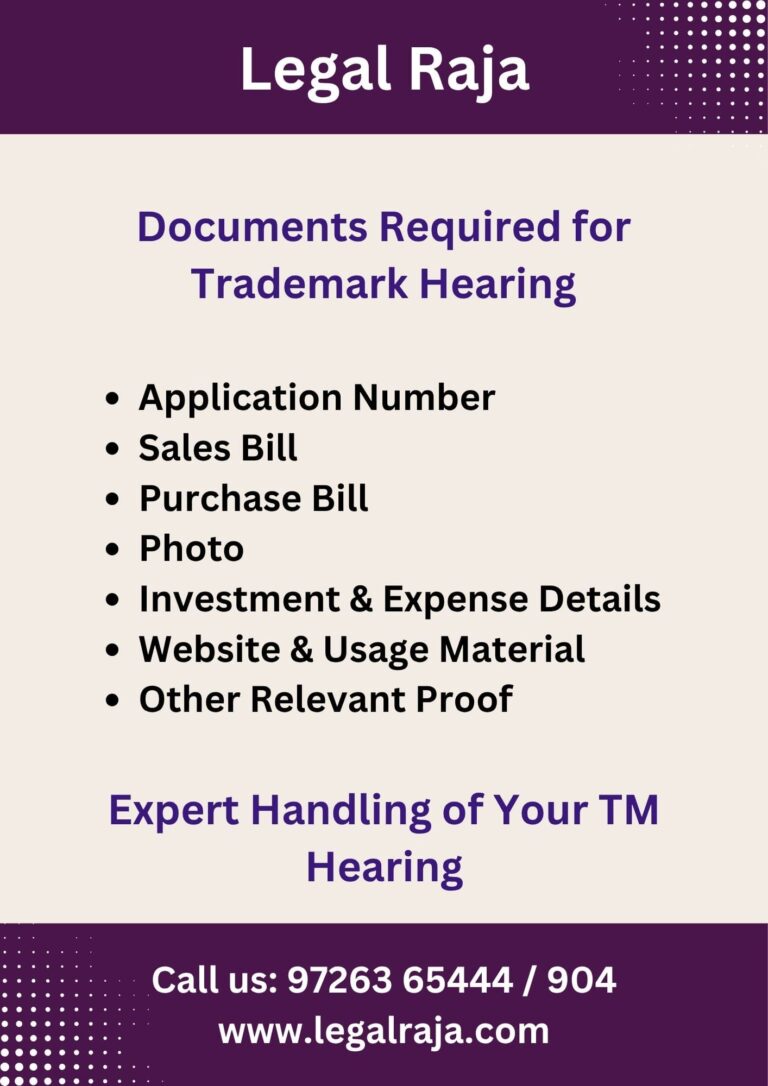 Document for Trademark Hearing Consultant in Ahmedabad