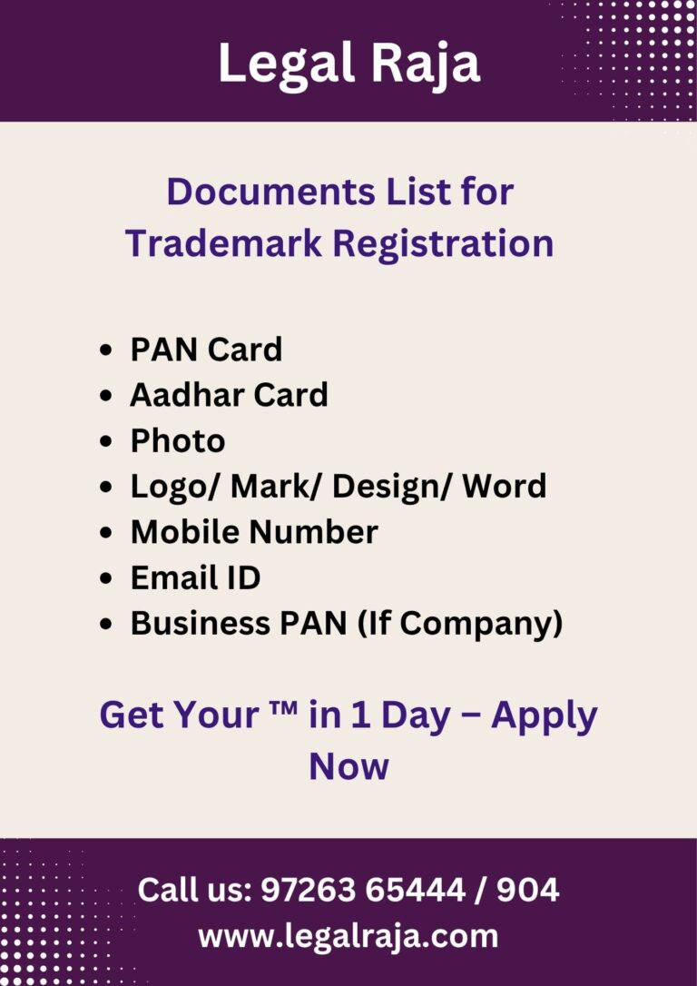 Document for Trademark Registration Services in Ahmedabad