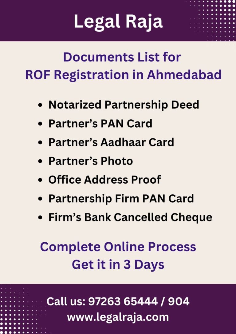 Documents List for ROF Registration in Ahmedabad